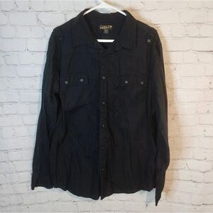 Men's Helix Longsleeve Black Button-Up Shirt, Size XXL